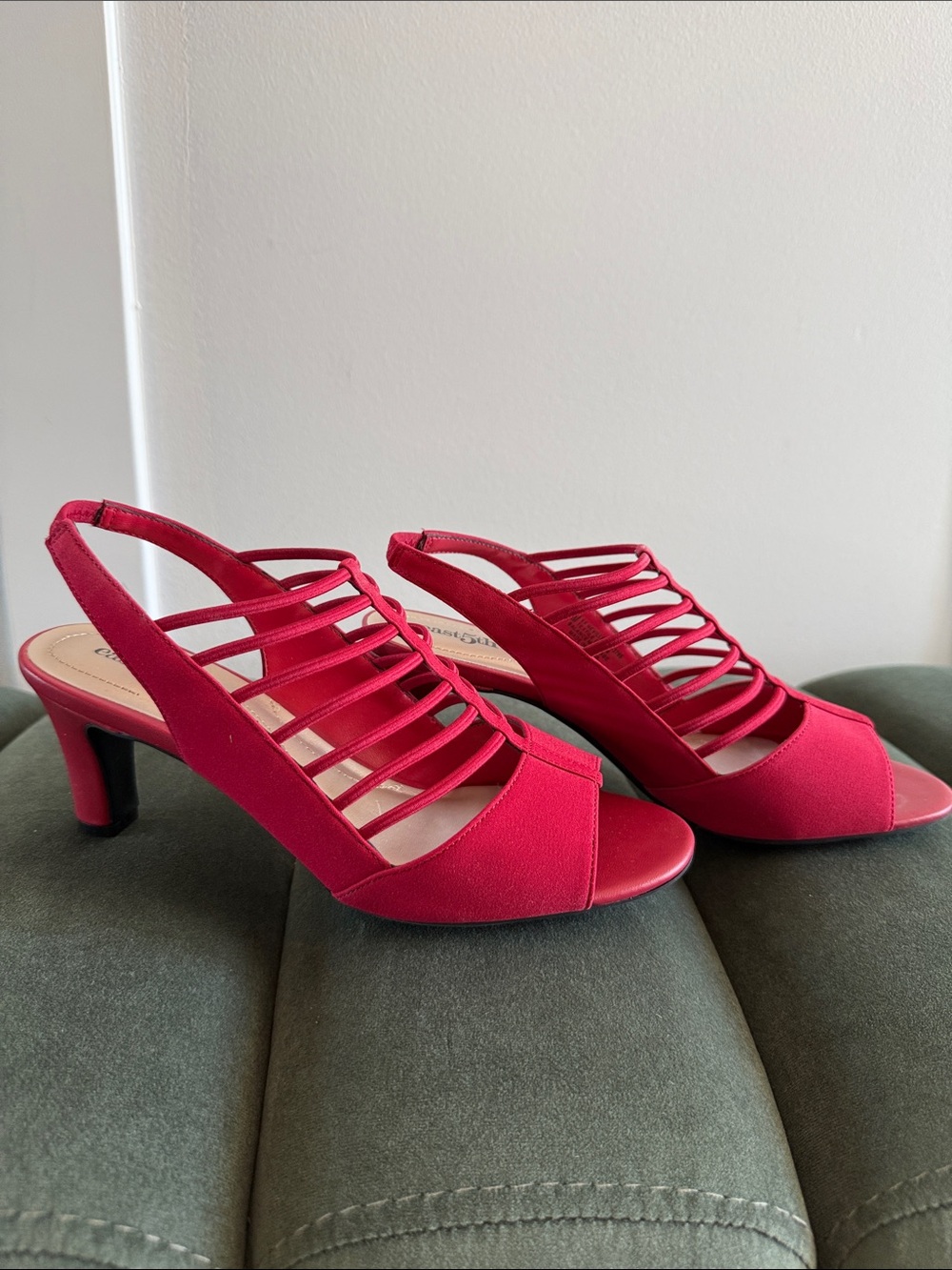 East 5th Red Strappy Slingback Heels